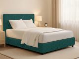 Letto Piazza e Mezza Verde Petrolio Sfoderabile Contenitore, Dimensione Materasso 120x190 cm - Medolago