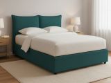 Letto Piazza e Mezza Verde Petrolio Sfoderabile Contenitore, Dimensione Materasso 120x190 cm - Rabbi