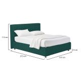 Letto Piazza e Mezza Verde Petrolio Sfoderabile Contenitore, Dimensione Materasso 120x200 cm - Codevigo