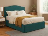 Letto Piazza e Mezza Verde Petrolio Sfoderabile Contenitore, Dimensione Materasso 120x200 cm - Pogno