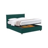 Letto Piazza e Mezza Verde Petrolio Sfoderabile Contenitore, Dimensione Materasso 120x200 cm - Pollutri