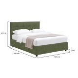 Letto Piazza e Mezza Verde Sfoderabile Contenitore, Dimensione Materasso 120x190 cm - Dogliola