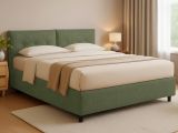 Letto Piazza e Mezza Verde Sfoderabile Contenitore, Dimensione Materasso 120x190 cm - Forli