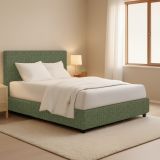 Letto Piazza e Mezza Verde Sfoderabile Contenitore, Dimensione Materasso 120x190 cm - Medolago