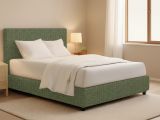 Letto Piazza e Mezza Verde Sfoderabile Contenitore, Dimensione Materasso 120x190 cm - Medolago