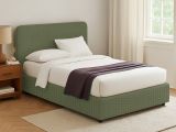 Letto Piazza e Mezza Verde Sfoderabile Contenitore, Dimensione Materasso 120x190 cm - Rodero