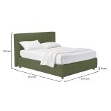 Letto Piazza e Mezza Verde Sfoderabile Contenitore, Dimensione Materasso 120x200 cm - Codevigo