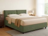 Letto Piazza e Mezza Verde Sfoderabile Contenitore, Dimensione Materasso 120x200 cm - Concesio