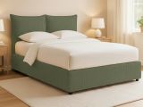 Letto Piazza e Mezza Verde Sfoderabile Contenitore, Dimensione Materasso 120x200 cm - Marmora