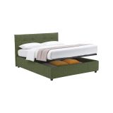Letto Piazza e Mezza Verde Sfoderabile Contenitore, Dimensione Materasso 120x200 cm - Pollutri