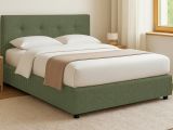 Letto Piazza e Mezza Verde Sfoderabile Contenitore, Dimensione Materasso 120x200 cm - Pollutri