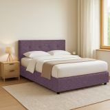 Letto Piazza e Mezza Viola Lilla Sfoderabile Contenitore, Dimensione Materasso 120x190 cm - Dogliola