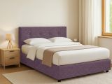 Letto Piazza e Mezza Viola Lilla Sfoderabile Contenitore, Dimensione Materasso 120x190 cm - Dogliola