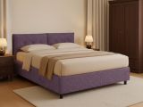 Letto Piazza e Mezza Viola Lilla Sfoderabile Contenitore, Dimensione Materasso 120x190 cm - Forli