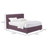 Letto Piazza e Mezza Viola Lilla Sfoderabile Contenitore, Dimensione Materasso 120x200 cm - Codevigo