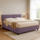 Letto Piazza e Mezza Viola Lilla Sfoderabile Contenitore, Dimensione Materasso 120x200 cm - Concesio