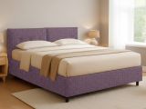 Letto Piazza e Mezza Viola Lilla Sfoderabile Contenitore, Dimensione Materasso 120x200 cm - Concesio
