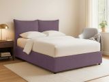 Letto Piazza e Mezza Viola Lilla Sfoderabile Contenitore, Dimensione Materasso 120x200 cm - Marmora