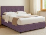 Letto Piazza e Mezza Viola Lilla Sfoderabile Contenitore, Dimensione Materasso 120x200 cm - Pollutri