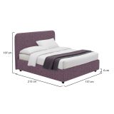 Letto Piazza e Mezza Viola Lilla Sfoderabile Contenitore, Dimensione Materasso 120x200 cm - Rezzago
