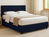 Letto Piazza e Mezza Viola Scuro Sfoderabile Contenitore, Dimensione Materasso 120x190 cm - Dogliola