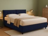 Letto Piazza e Mezza Viola Scuro Sfoderabile Contenitore, Dimensione Materasso 120x190 cm - Forli