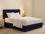 Letto Piazza e Mezza Viola Scuro Sfoderabile Contenitore, Dimensione Materasso 120x190 cm - Medolago