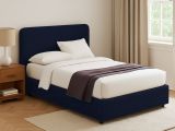 Letto Piazza e Mezza Viola Scuro Sfoderabile Contenitore, Dimensione Materasso 120x190 cm - Rodero