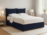 Letto Piazza e Mezza Viola Scuro Sfoderabile Contenitore, Dimensione Materasso 120x200 cm - Marmora