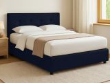 Letto Piazza e Mezza Viola Scuro Sfoderabile Contenitore, Dimensione Materasso 120x200 cm - Pollutri