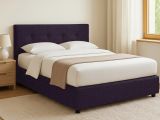 Letto Piazza e Mezza Viola Sfoderabile Contenitore, Dimensione Materasso 120x190 cm - Dogliola