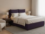 Letto Piazza e Mezza Viola Sfoderabile Contenitore, Dimensione Materasso 120x190 cm - Erchie