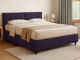 Letto Piazza e Mezza Viola Sfoderabile Contenitore, Dimensione Materasso 120x190 cm - Forli