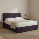 Letto Piazza e Mezza Viola Sfoderabile Contenitore, Dimensione Materasso 120x200 cm - Noceto