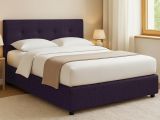 Letto Piazza e Mezza Viola Sfoderabile Contenitore, Dimensione Materasso 120x200 cm - Pollutri