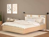 Letto piazza e mezza Zinasco, 206x150 h97 cm, Rovere e Bianco