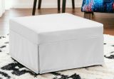 Letto pieghevole Ancilla, Pouf trasformabile in letto singolo, 100% Made in Italy, Pouf in tessuto da soggiorno, Cm 80x80h45, Bianco