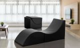 Letto pieghevole Andreina, Pouf trasformabile in letto singolo, 100% Made in Italy, Pouf trasformabile in una chaise longue in ecopelle, Cm 130x50h50, Nero