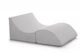 Letto pieghevole Annabella, Pouf trasformabile in letto matrimoniale, 100% Made in Italy, Pouf trasformabile in una chaise longue in ecopelle, Cm 100x200h70, Bianco