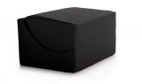 Letto pieghevole Annabella, Pouf trasformabile in letto matrimoniale, 100% Made in Italy, Pouf trasformabile in una chaise longue in ecopelle, Cm 100x200h70, Nero