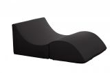 Letto pieghevole Annabella, Pouf trasformabile in letto matrimoniale, 100% Made in Italy, Pouf trasformabile in una chaise longue in ecopelle, Cm 100x200h70, Nero