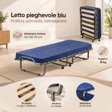 Letto Pieghevole blu Materasso Incluso Dimensione Materasso 80x190x10 cm, Imbottito - Peccioli