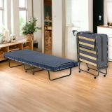 Letto Pieghevole blu Materasso Incluso Dimensione Materasso 80x190x10 cm, Imbottito - Polaveno