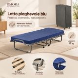 Letto Pieghevole blu Materasso Incluso Sfoderabile, Dimensione Materasso 80x190x10 cm - Peccioli