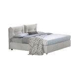 Letto singolo Albina, Letto contenitore con rivestimento in tessuto, 100% Made in Italy, Apertura frontale, con materasso Cm 80x190 incluso, Bianco