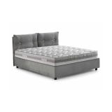 Letto singolo Albina, Letto contenitore con rivestimento in tessuto, 100% Made in Italy, Apertura frontale, con materasso Cm 80x190 incluso, Grigio