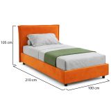 Letto Singolo Arancione Materasso Incluso Sfoderabile, Contenitore Made in Italy - Brozolo