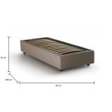 Letto singolo Asia, Letto contenitore con rivestimento in tessuto, 100% Made in Italy, Apertura frontale, adatto per materasso Cm 80x190, Tortora