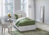 Letto singolo Beatrice, Letto contenitore con rivestimento in tessuto, 100% Made in Italy, Apertura frontale, adatto per materasso Cm 80x190, Bianco