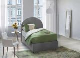 Letto singolo Beatrice, Letto contenitore con rivestimento in tessuto, 100% Made in Italy, Apertura frontale, adatto per materasso Cm 80x190, Grigio